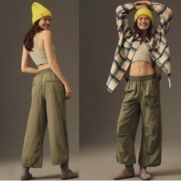 Daily Practice by Anthropologie Sporty Parachute Pants size S green nwt - Picture 1 of 9